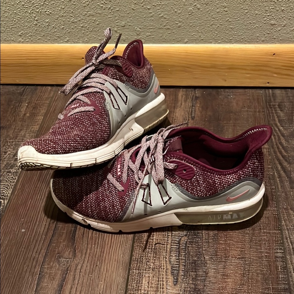 Nike Air Max Women's Maroon and Gray Athletic Shoes